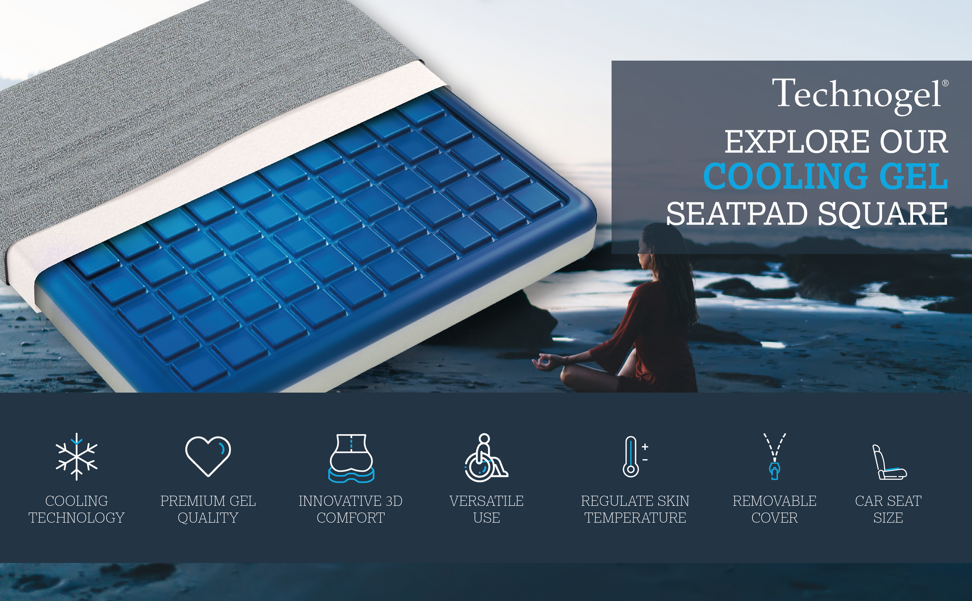 Technogel Cooling Gel Square Seat Pad